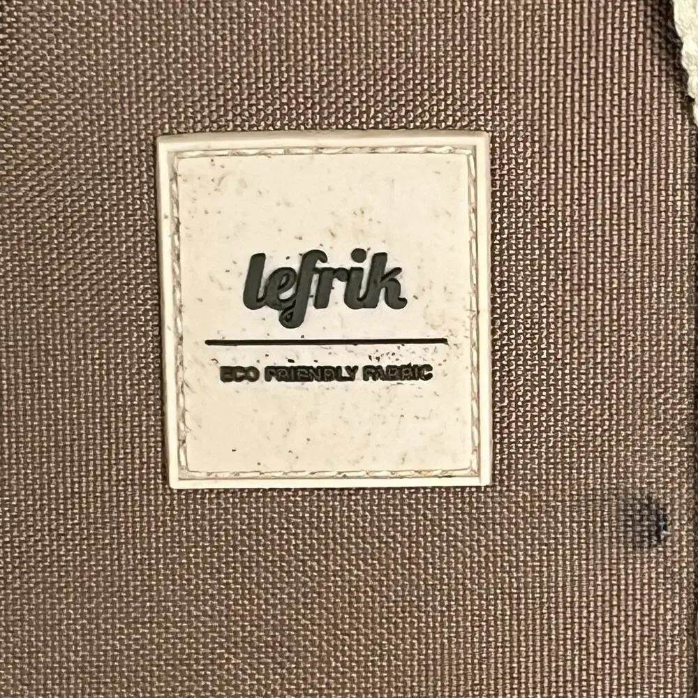 Lefrik Vegan Recycled Backpack Tote Khaki 12” x 13” x 3” Eco-Friendly Adjustable